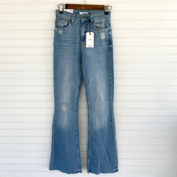 Forever 21 High Rise Bootcut Flare Distressed Jeans Size 24 - Picture 1 of 7